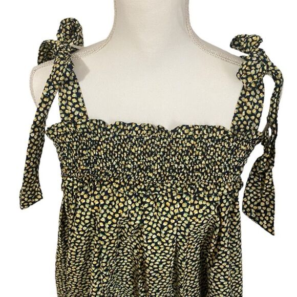 BURU Women's‎ S/M Floral Tent Dress Tie Top Adjustable Straps Sleeveless Pockets - Picture 2 of 8